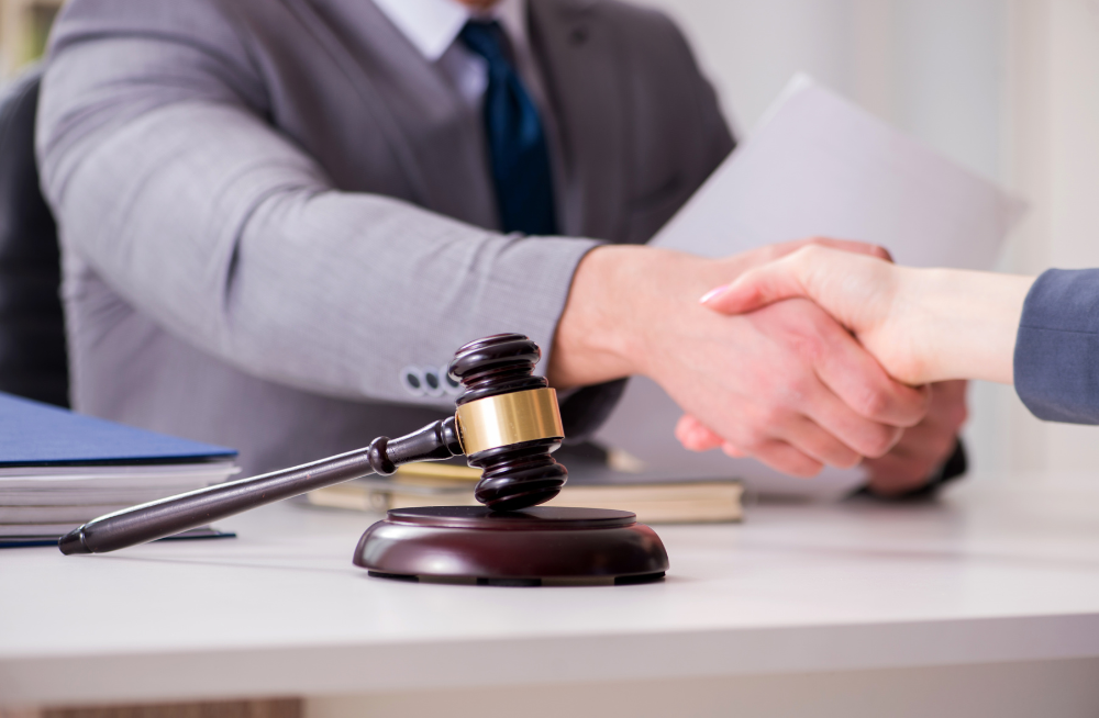 Lawyer discussing settlement case