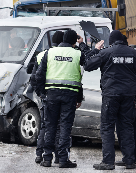 Police documenting collision scene